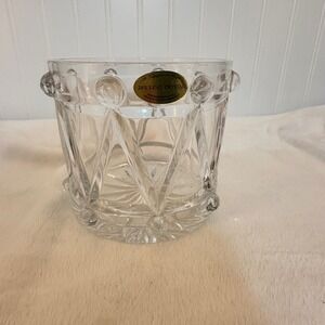 Teleflora Crystal Drum Vase Home Decor Clear Excellent Bohemian Lead Crystal Vtg